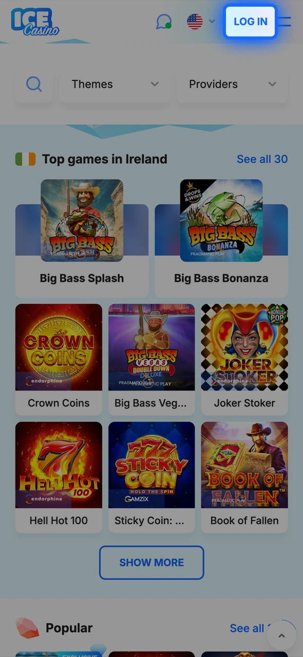 See how to open Ice Casino and access the login page.