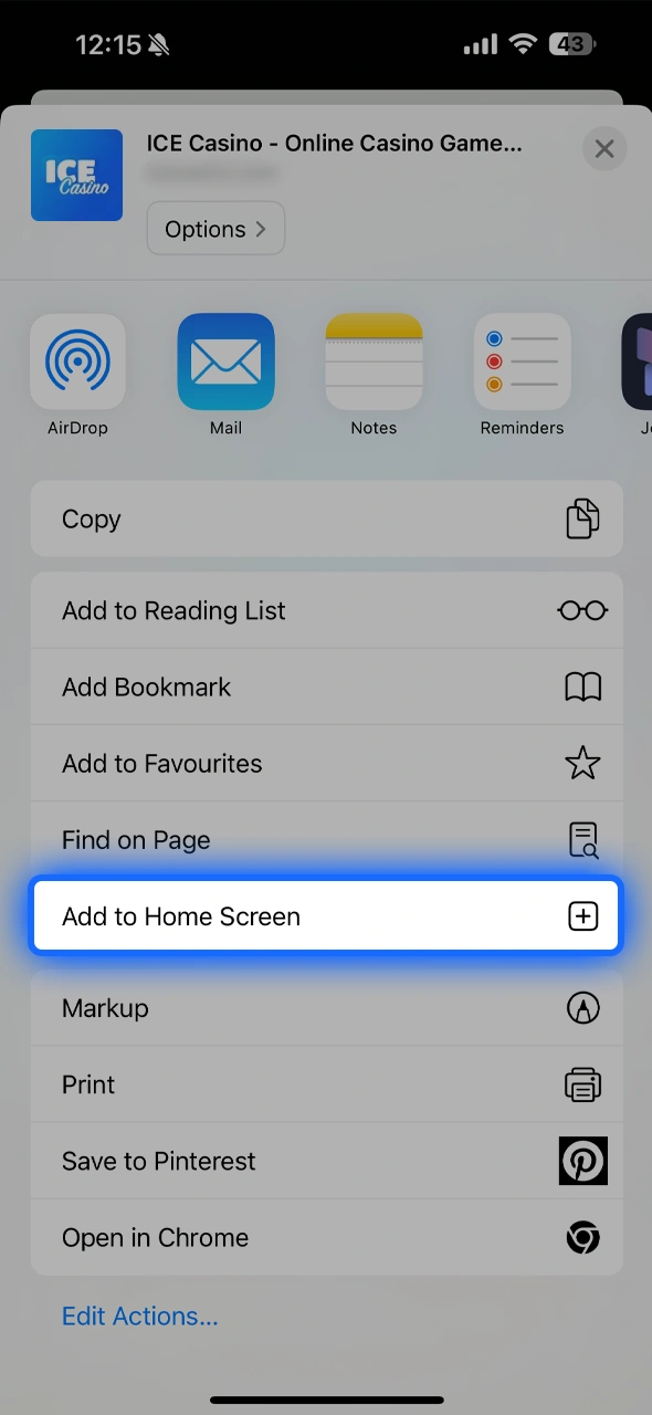 Follow simple steps to add Ice Casino to your iPhone screen.