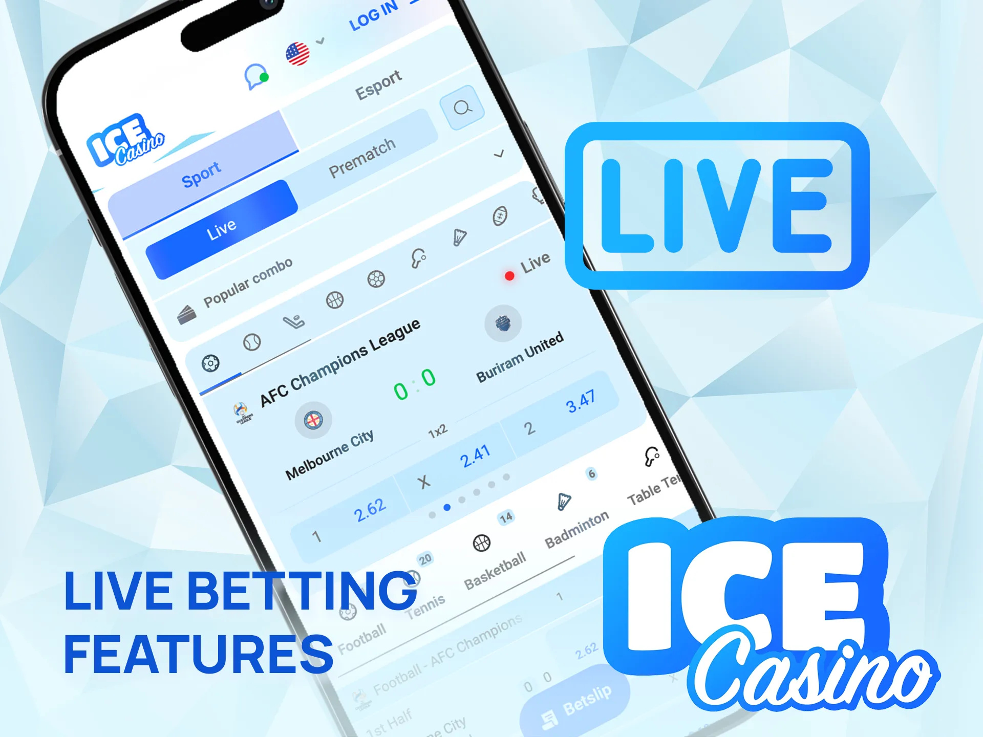 Try live betting in the Ice Casino app for real-time action.