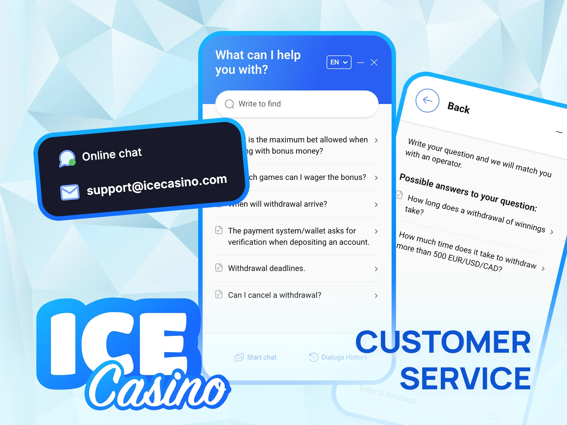 Contact Ice Casino support for fast help in Ireland.